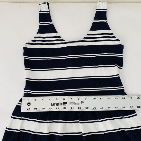 J Crew Dress Villa Women XS Navy Blue Striped Button Sleeveless Preppy Nautical - Picture 9 of 10